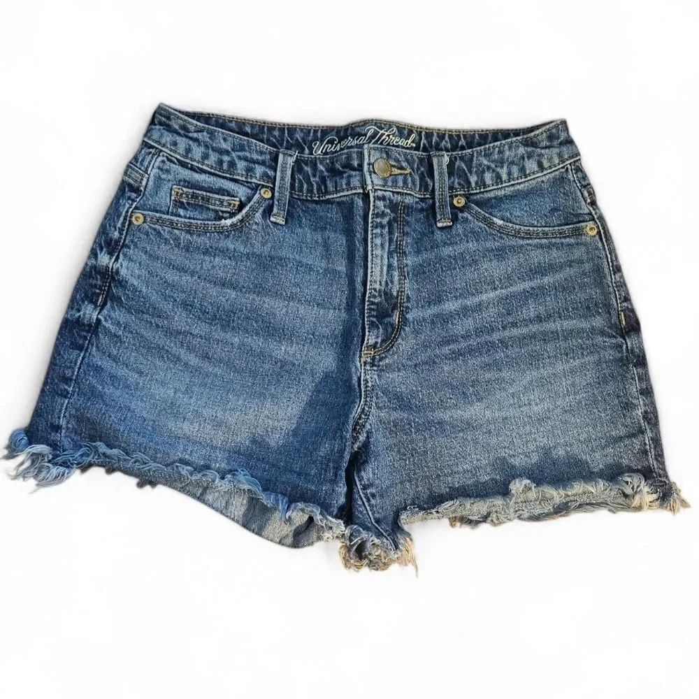 Universal Thread Blue Denim Frayed Hem High Rise Shortie Size6/26R